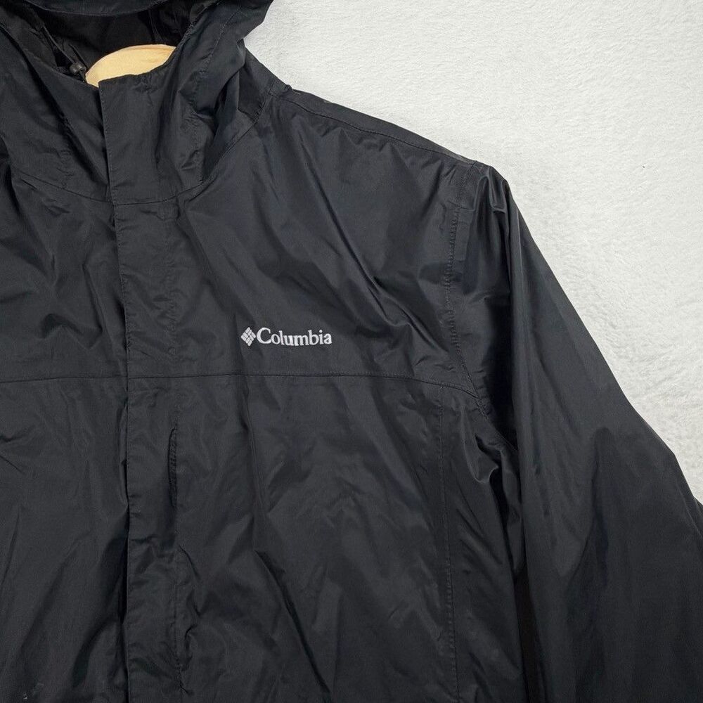 Columbia Omni-Tech Rain Jacket Mens XXL Black Hooded Waterproof Shell - Picture 5 of 11